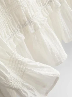 Gekräuselte Bluse mit Schößchensaum