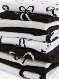 Gemusterte Crew-Socken mit Schleifendesign, 5er-Pack