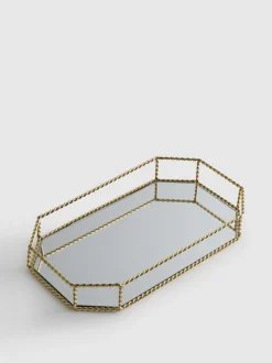 Geometrisches Spiegeltablett mit Seilrahmen