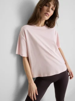 Gerade geschnittenes Baumwoll-T-Shirt mit Rundhalsausschnitt