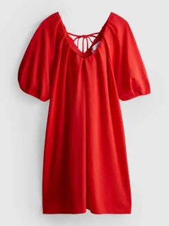 Gerafftes Minikleid mit Puffärmeln