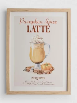 Gerahmter „Pumpkin Spice Latte“-Wandschmuck