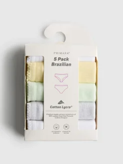 Gerippte Brazil-Slips mit hohem Baumwollanteil, 5er-Pack