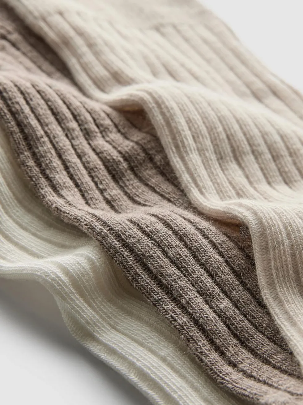Gerippte Crew-Socken mit hohem Baumwollanteil, 3er-Pack