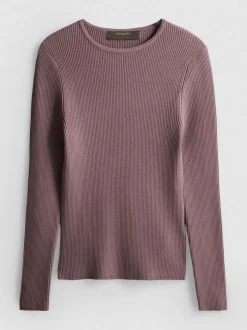 Gerippter Pullover mit Rundhalsausschnitt