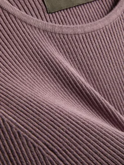 Gerippter Pullover mit Rundhalsausschnitt