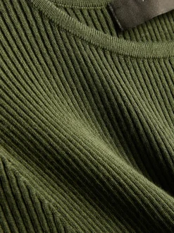 Gerippter Pullover mit Rundhalsausschnitt