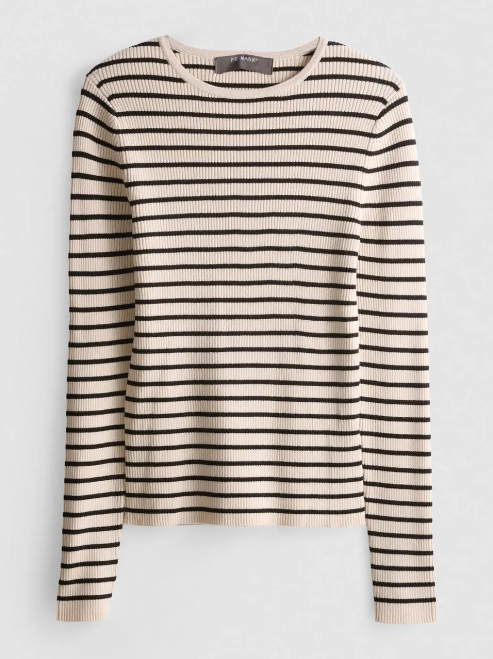 Gerippter Pullover mit Rundhalsausschnitt