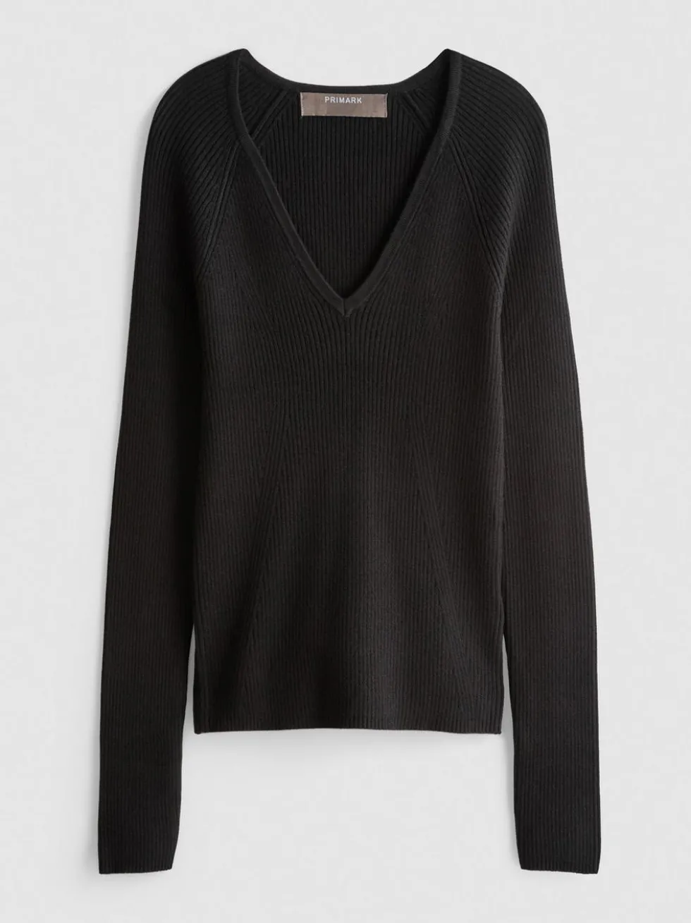 Gerippter Pullover mit V-Ausschnitt