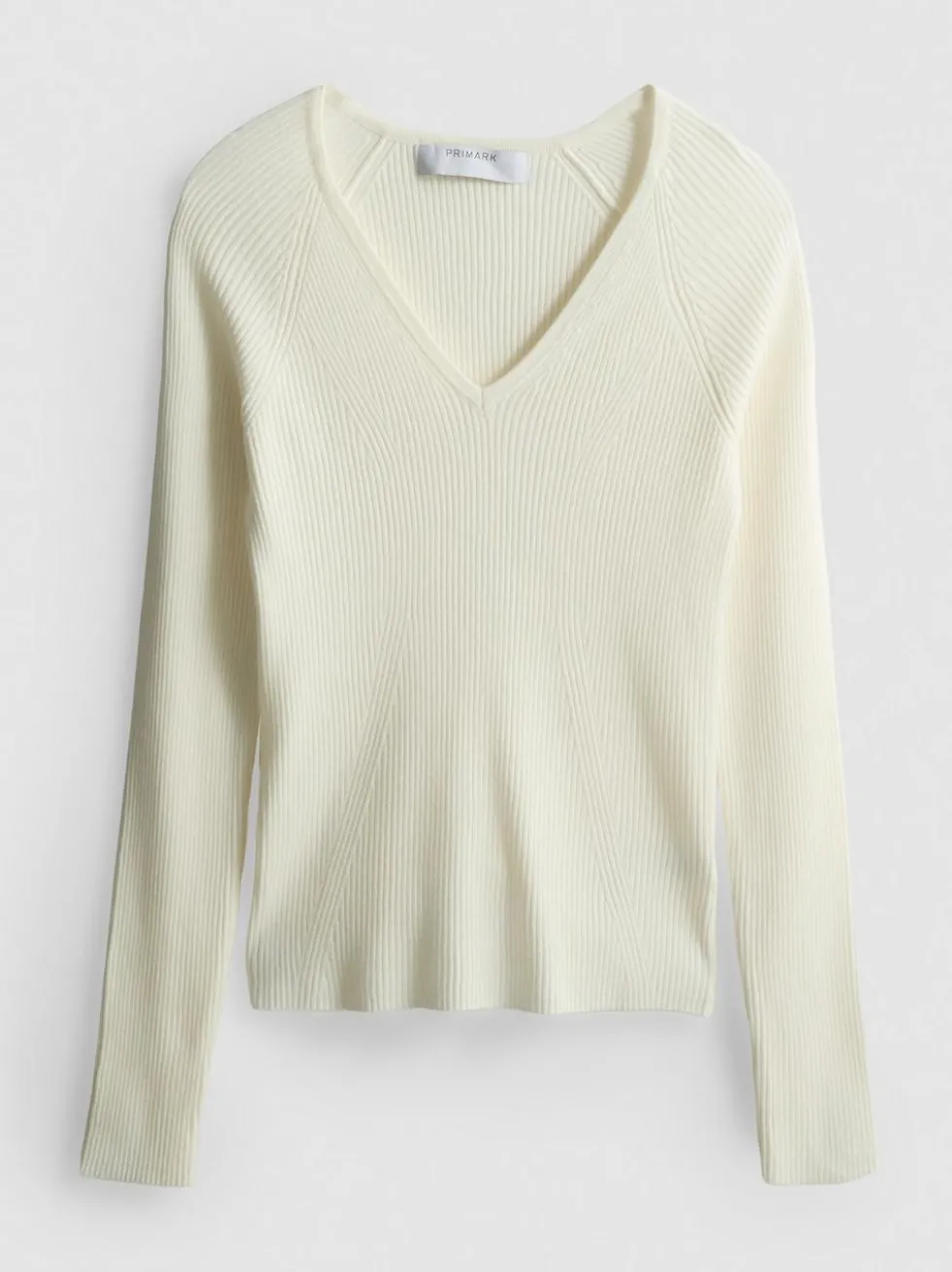 Gerippter Pullover mit V-Ausschnitt