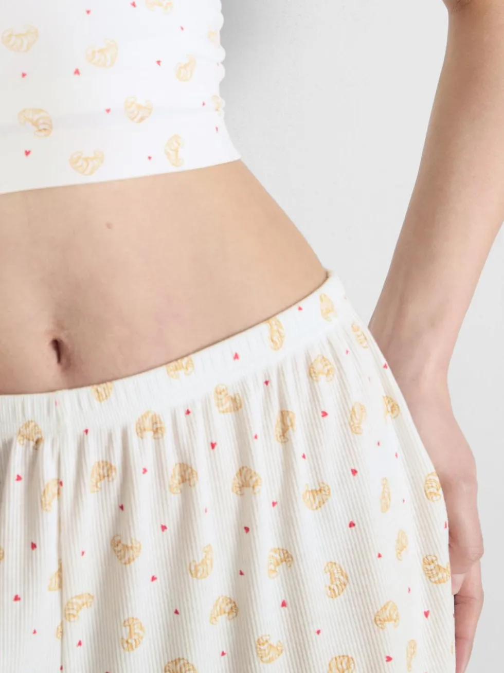 Gerippte Schlafanzugshorts mit Print