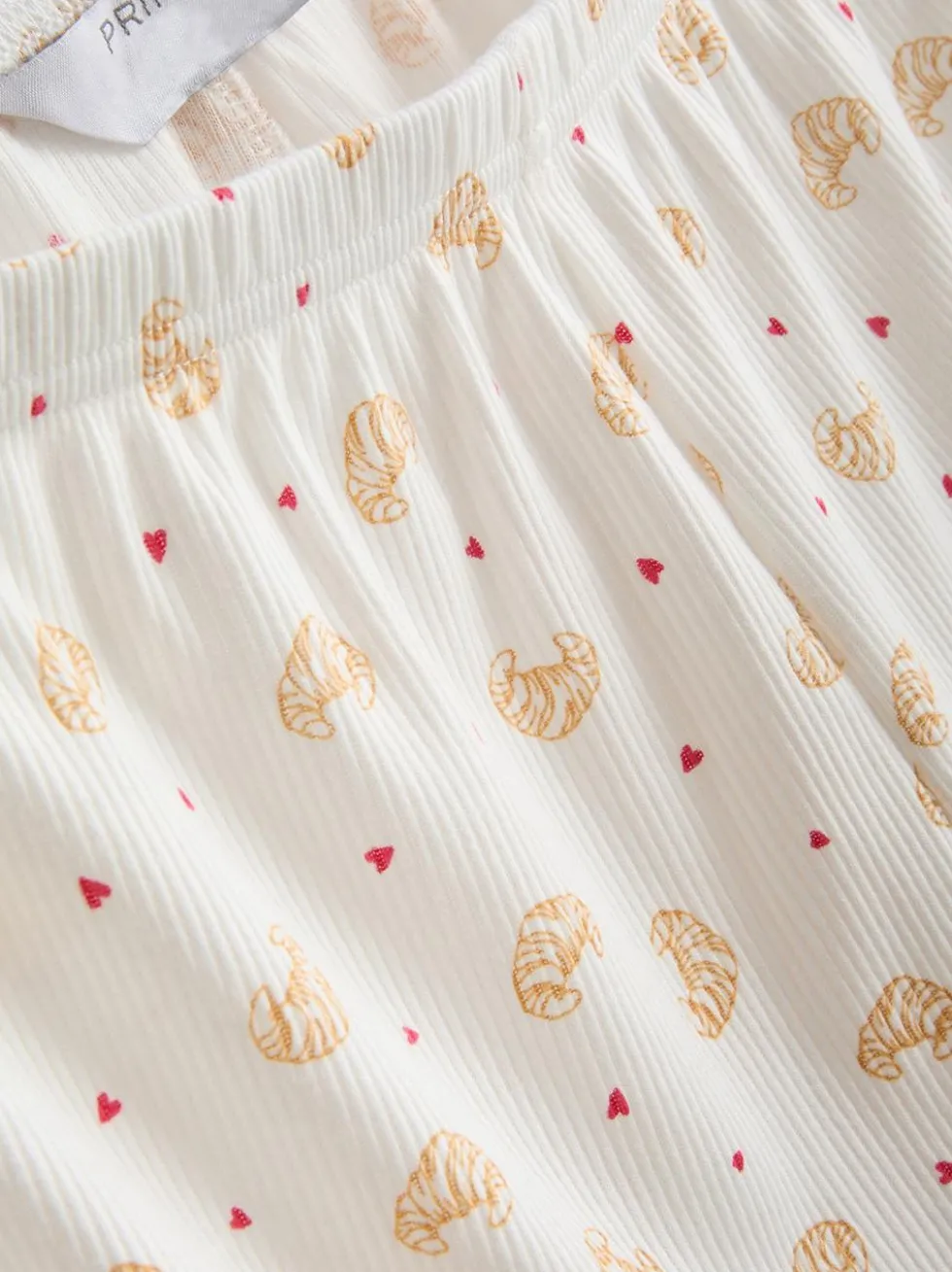 Gerippte Schlafanzugshorts mit Print