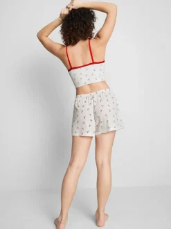 Gerippte Schlafanzugshorts mit Print