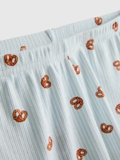 Gerippte Schlafanzugshorts mit Print