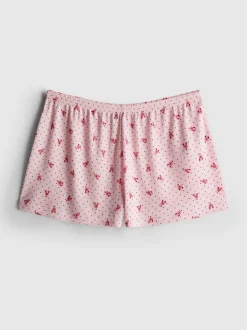 Gerippte Schlafanzugshorts mit Print
