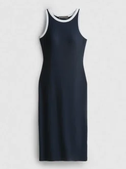 Geripptes Midikleid mit integriertem BH