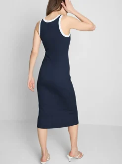 Geripptes Midikleid mit integriertem BH