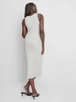 Geripptes Midikleid mit integriertem BH