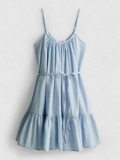 Gerüschtes Minikleid aus Popeline