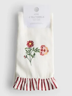 Geschirrtücher mit Blumenmuster, 2er-Pack