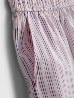 Gestreifte Baumwoll-Schlafshorts mit Room Service-Print