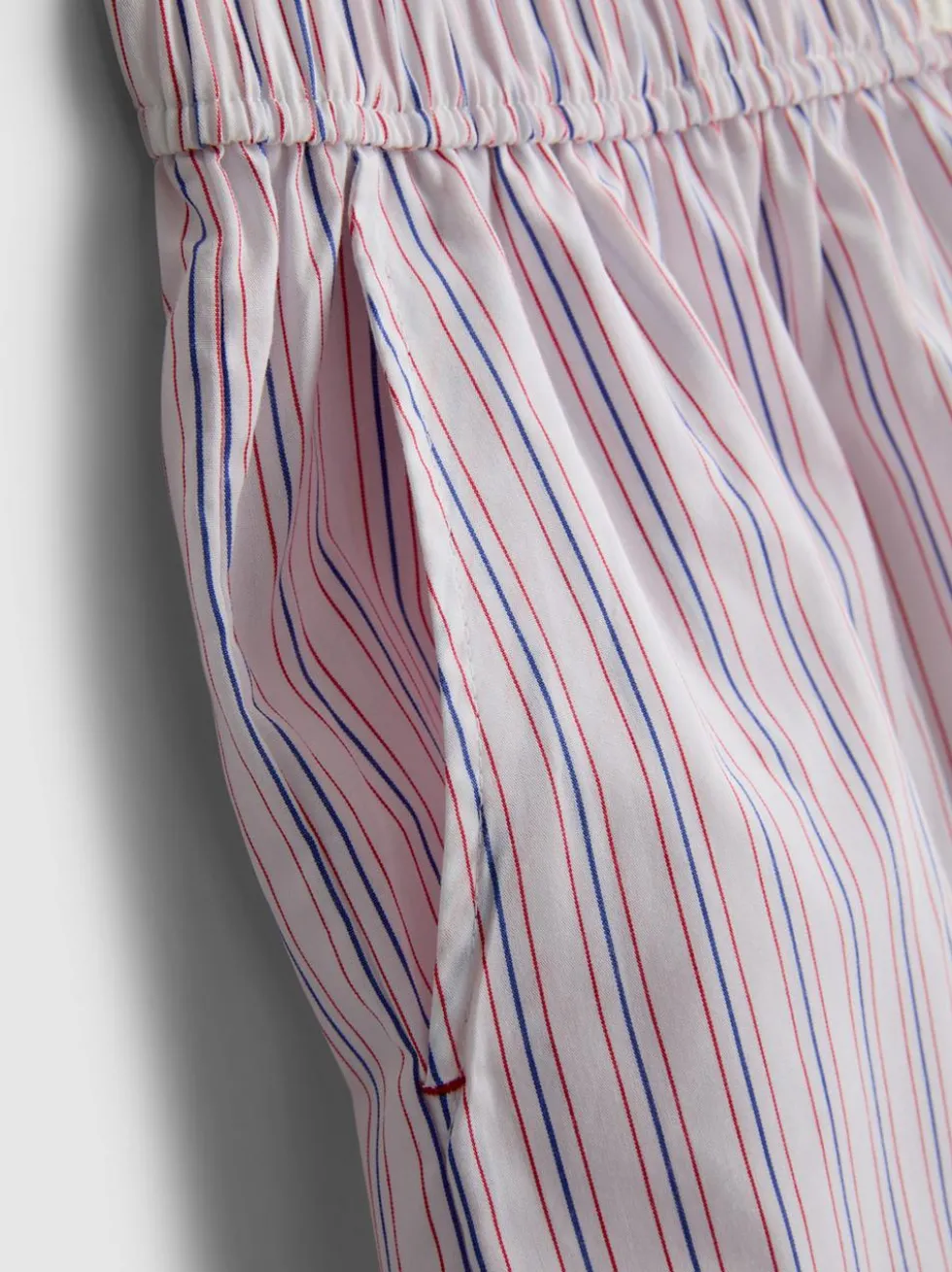 Gestreifte Baumwoll-Schlafshorts mit Room Service-Print