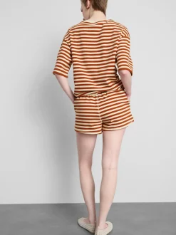Gestreifte Jerseyshorts mit hohem Baumwollanteil
