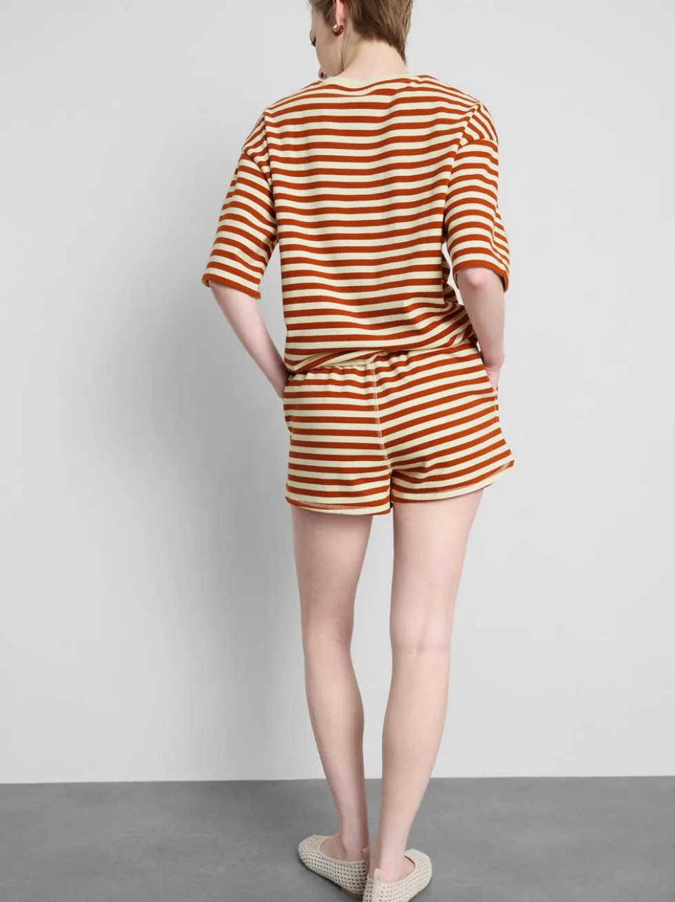 Gestreifte Jerseyshorts mit hohem Baumwollanteil