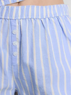 Gestreifte Oxford-Schlafanzugshorts aus Baumwolle