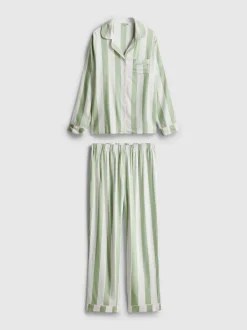 Gestreifter Baumwoll-Schlafanzug im Boyfriend-Look