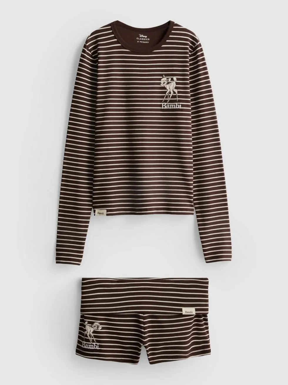 Gestreifter „Disney Bambi“ Schlafanzug aus Baumwolle mit Shorts