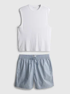 Gestreifter Schlafanzug mit Shorts