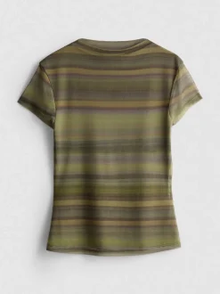Gestreiftes „By Coleen“ T-Shirt aus Netzstoff