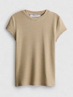 Gestreiftes, geripptes T-Shirt mit Flügelärmeln