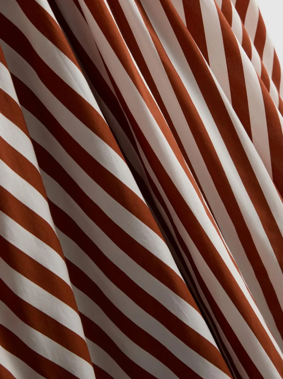 Gestreiftes Midaxikleid aus Baumwolle
