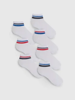 Gestreifte Socken in Viertellänge, 7er-Pack