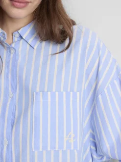 Gestreiftes Oxford-Schlafanzugshirt aus Baumwolle