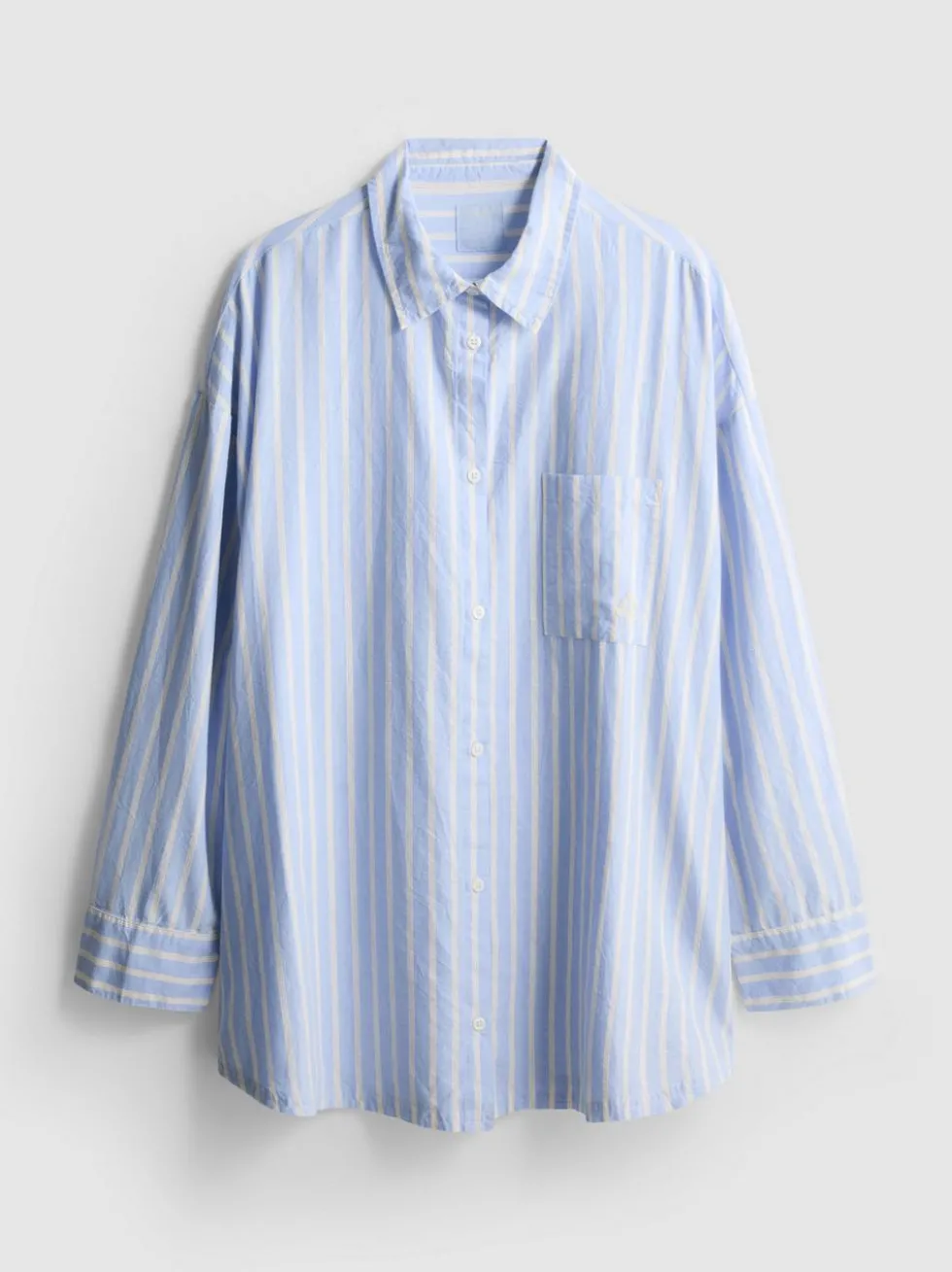 Gestreiftes Oxford-Schlafanzugshirt aus Baumwolle