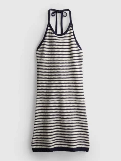 Gestreiftes Strickkleid mit Neckholder