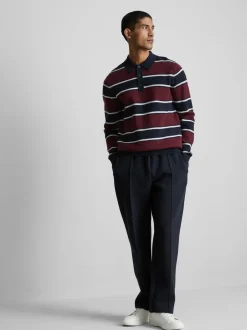 Gestrickter Polopullover mit Streifen