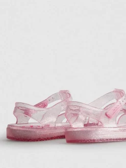 Glitzernde Fischersandalen aus Kunststoff