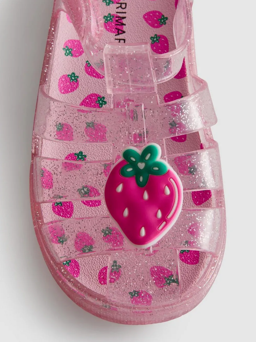 Glitzernde Fischersandalen aus Kunststoff