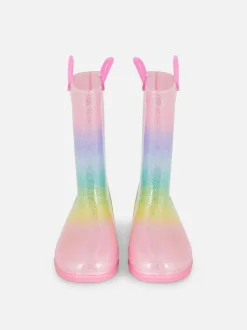 Glitzernde Gummistiefel im Ombré-Look