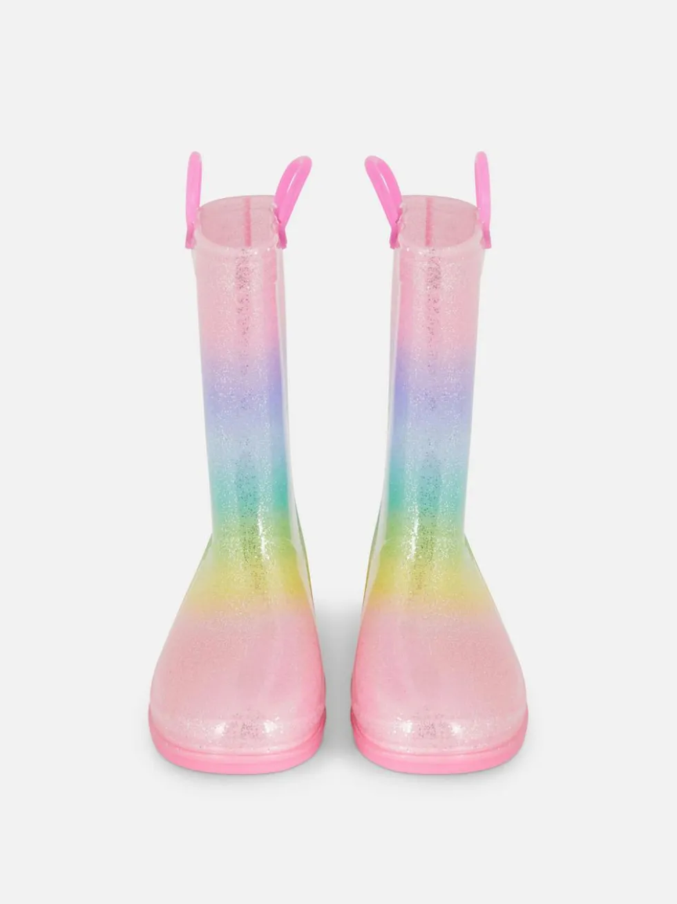Glitzernde Gummistiefel im Ombré-Look