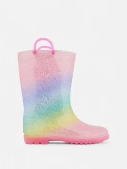Glitzernde Gummistiefel im Ombré-Look