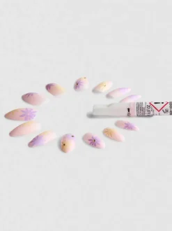 Glänzende Kunstnägel mit Blumendesign, 24er-Pack