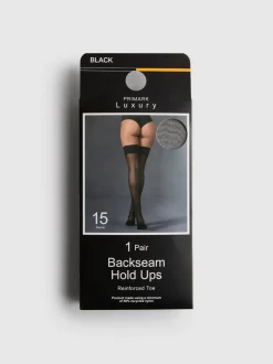 Halterlose Strümpfe mit Naht hinten, 1er-Pack