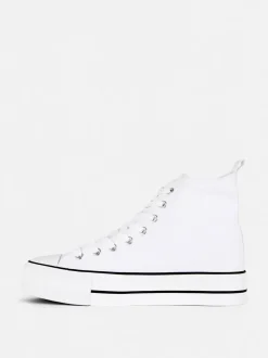 High-Top-Sneaker aus Canvas mit flacher Plateausohle
