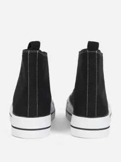 High-Top-Sneaker aus Canvas mit flacher Plateausohle