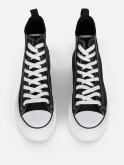 High-Top-Sneaker aus Canvas mit flacher Plateausohle